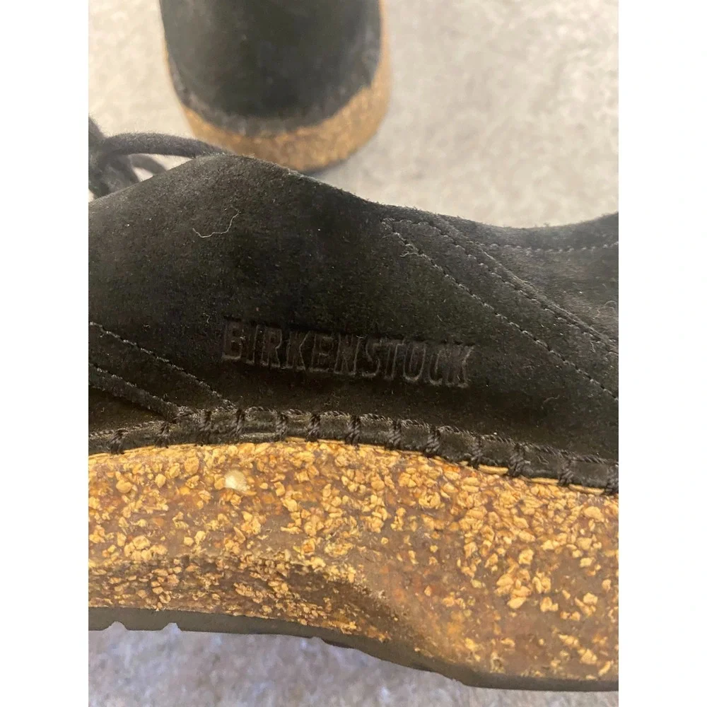 Birkenstock Gary Black Suede Lace Up Flat Oxfords Shoes Men 8 Women 10 EU 41